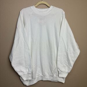 Vintage 80s Fruit Of The Loom White Blank Sweatshirt Women Size 2XL Long Sleeve